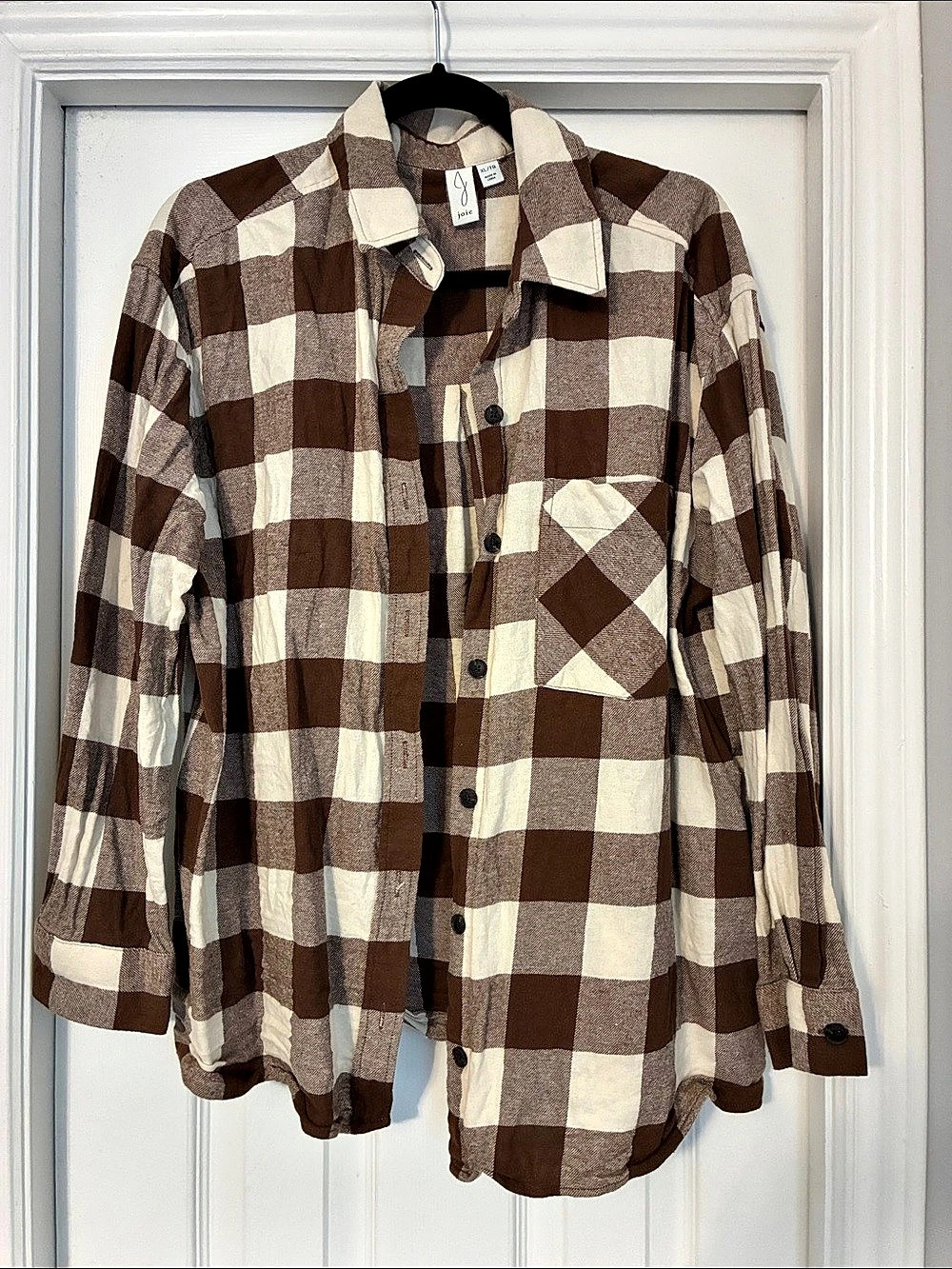 Women's Plaid Button Down in Brown & Cream XL Like New